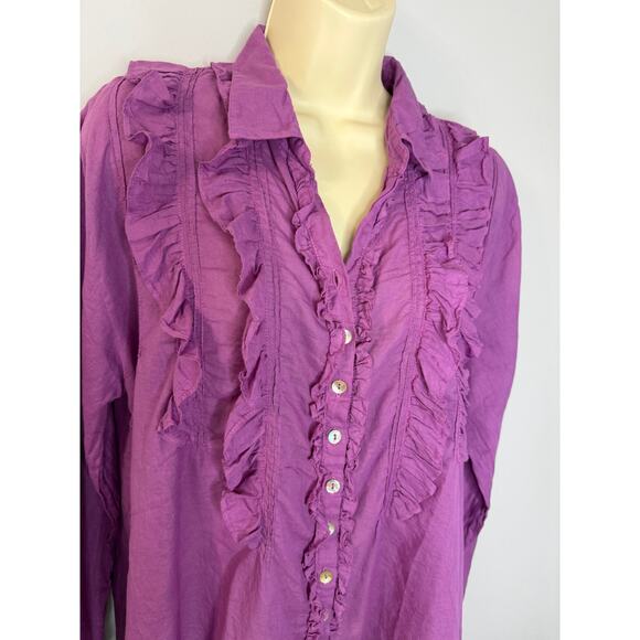 J.P and Mattie 3995 Cascade Ruffle Shirt Long Sleeve Classic Sz L New Purple - Picture 3 of 14